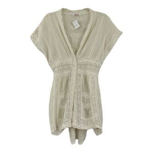 NWT Johnny Was XS Crochet Cotton Lace Lounge Cover Up Dress Kimono 110806